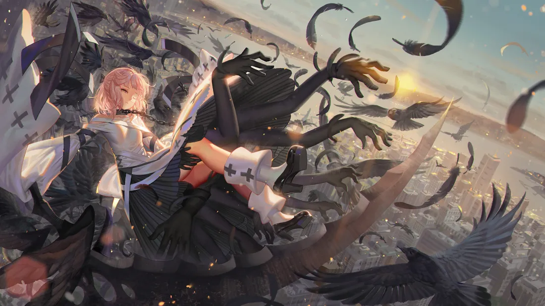 2k乌鸦少女壁纸｜暗黑系背景图片 - 动漫插画「哲风壁纸」