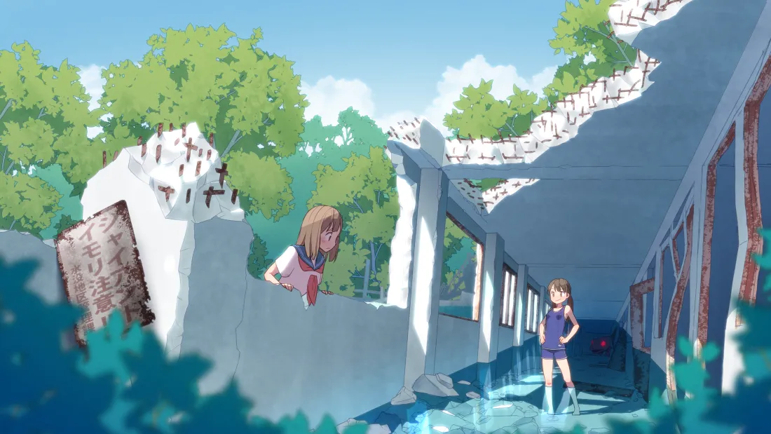 4kJK少女校园走廊积水壁纸｜清新背景图片 - 青春场景「哲风壁纸」