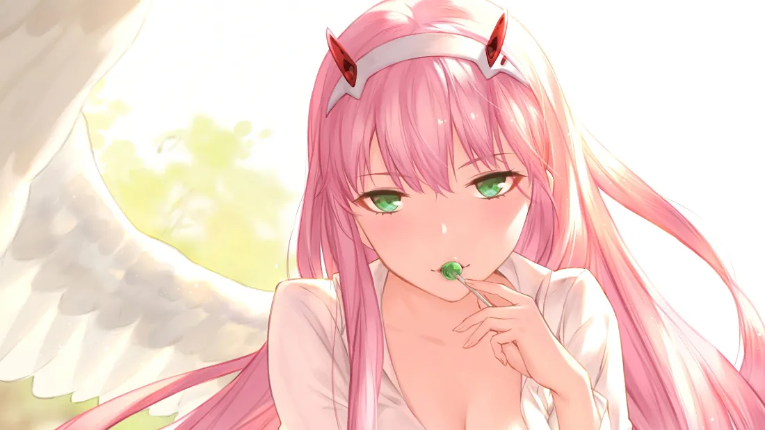 4k天使翅膀粉发少女壁纸｜梦幻背景图片 - 绿眼美少女「哲风壁纸」