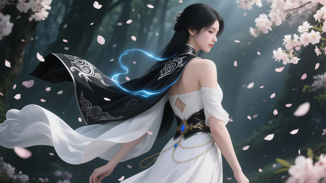 4k落花披风壁纸｜樱花背景图片 - 古风女子「哲风壁纸」