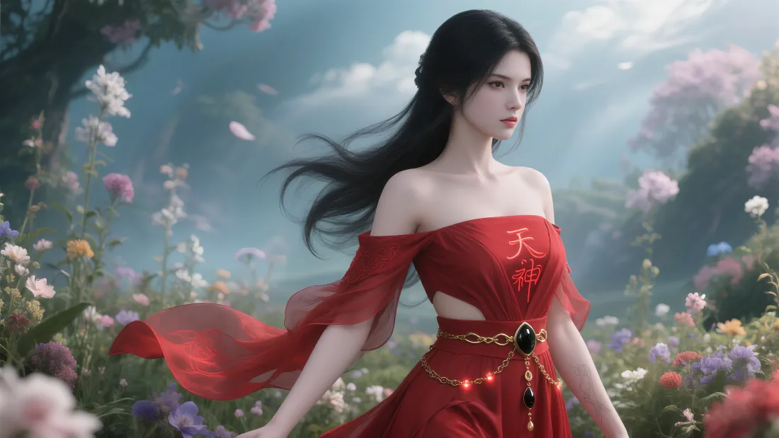 4k神女野外壁纸｜花丛背景图片 - 梦幻「哲风壁纸」