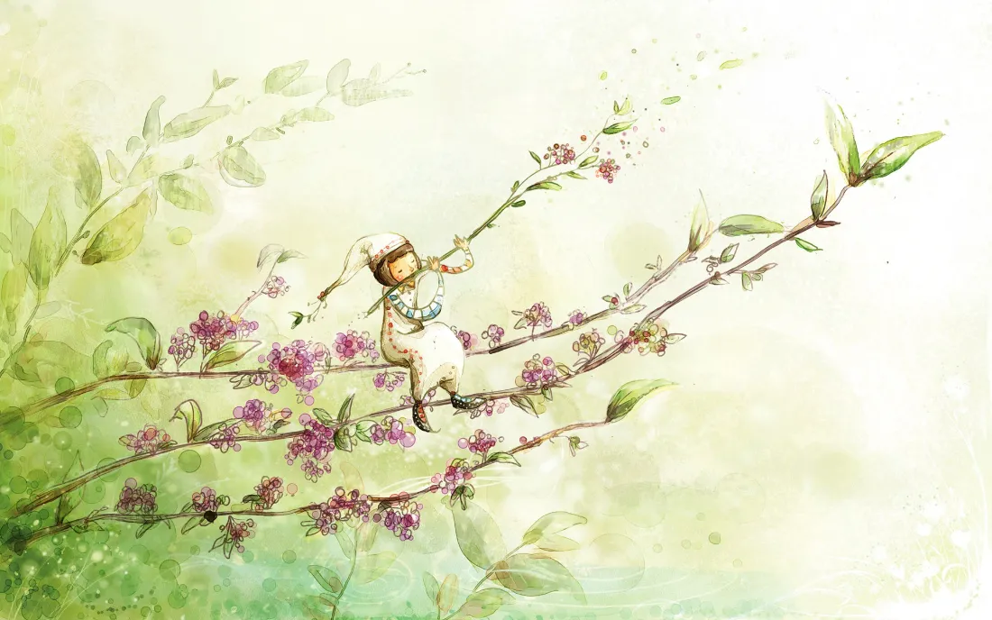 2k精灵花枝壁纸｜小清新背景图片 - 艺术「哲风壁纸」