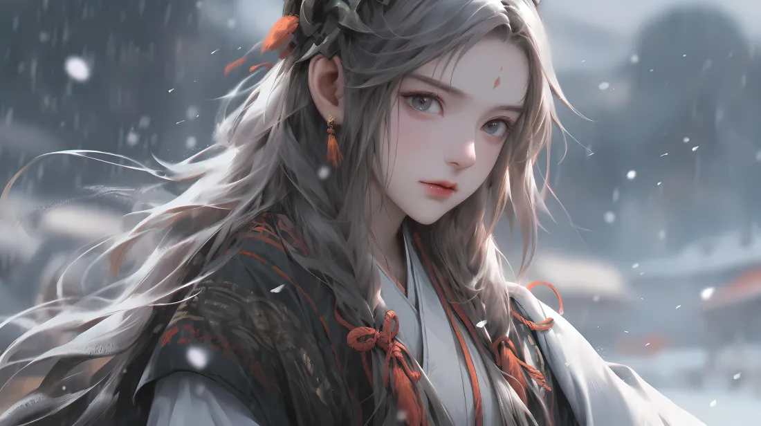 6kAI女神壁纸｜雪景背景图片 - 横屏「哲风壁纸」