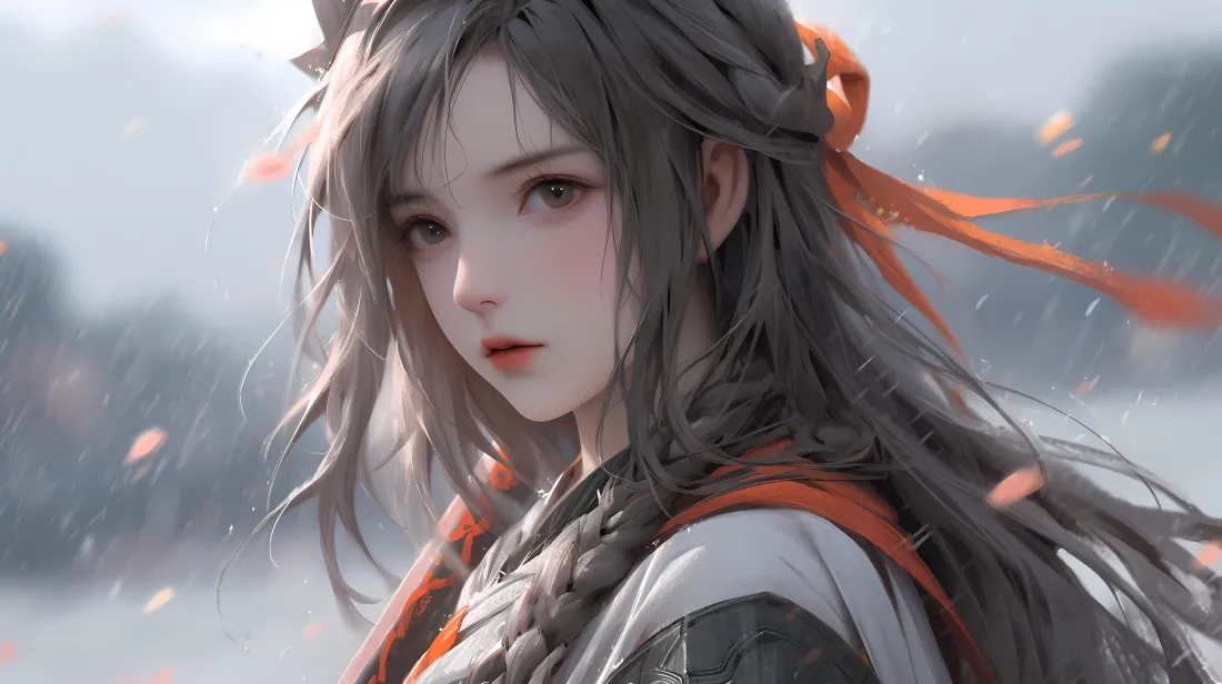 6kAI女神壁纸｜橙发少女背景图片 - 横屏「哲风壁纸」