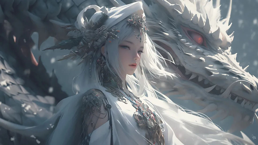 4k国风壁纸｜龙少女背景图片 - 玄幻绘卷「哲风壁纸」