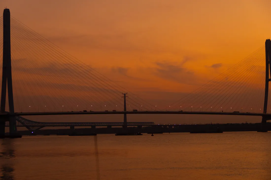 6k长江大桥壁纸｜落日背景图片 - 夕阳美景「哲风壁纸」