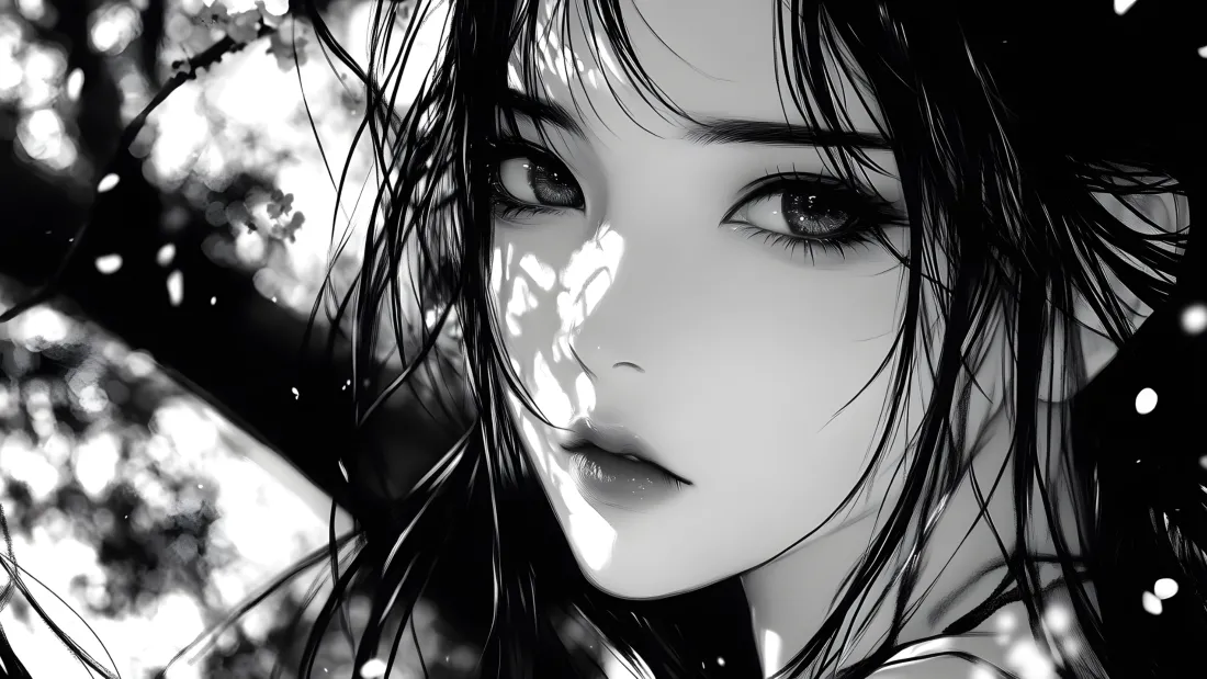 4k水墨国风壁纸｜黑白意境背景图片 - 美女插画「哲风壁纸」