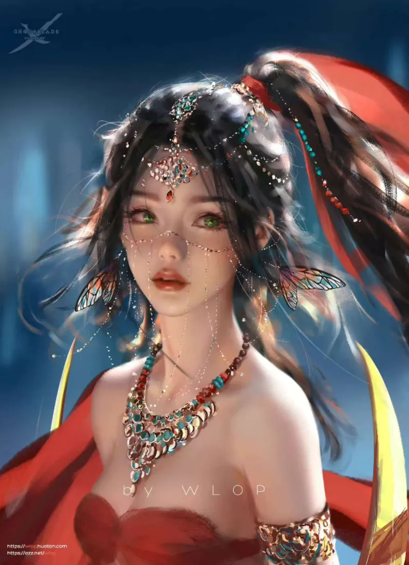 鬼刀手机壁纸｜海琴烟背景图片 - Wlop插画「哲风壁纸」