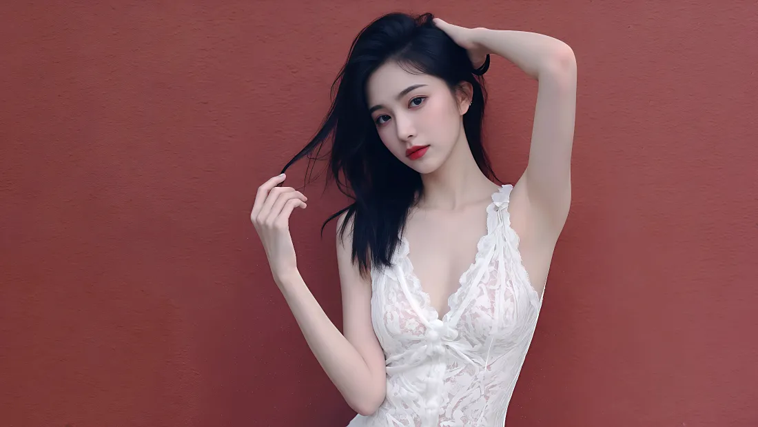 4k红墙壁纸｜美女写真背景图片 - 优雅「哲风壁纸」