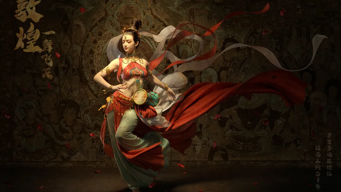 4k敦煌飞天壁纸｜飘逸舞蹈背景图片 - 女神「哲风壁纸」