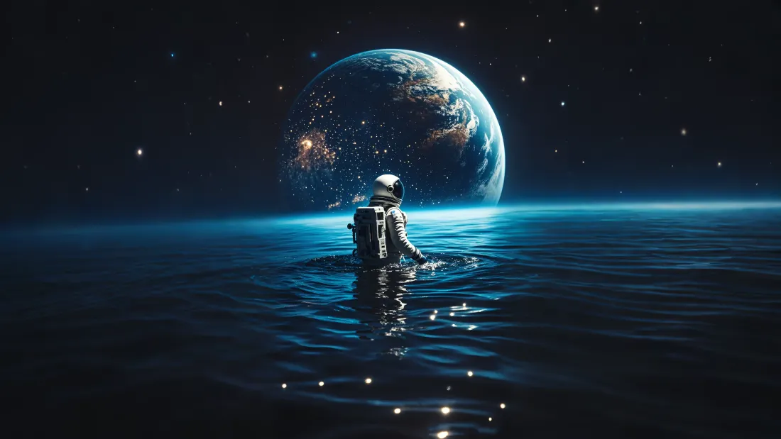 4k宇航员水世界壁纸｜地球背景图片 - 星际「哲风壁纸」