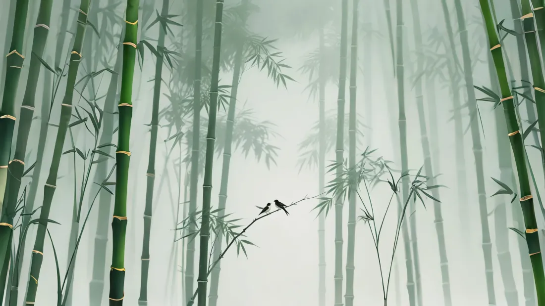 4k竹林壁纸｜国风水墨背景图片 - 小鸟「哲风壁纸」
