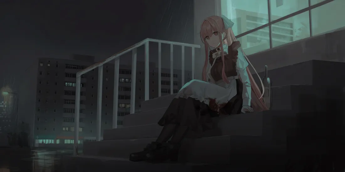 8k粉发少女壁纸｜夜景背景图片 - 二次元「哲风壁纸」