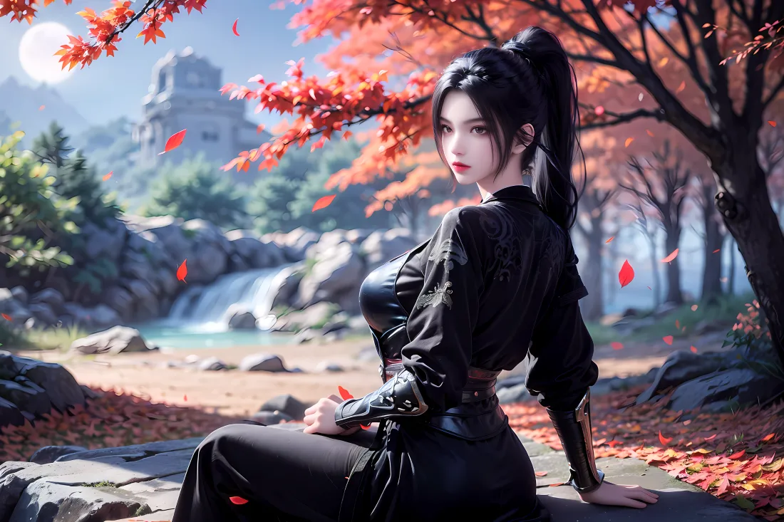 3k(剑来壁纸｜国风红叶背景图片 - 女性角色)「哲风壁纸」