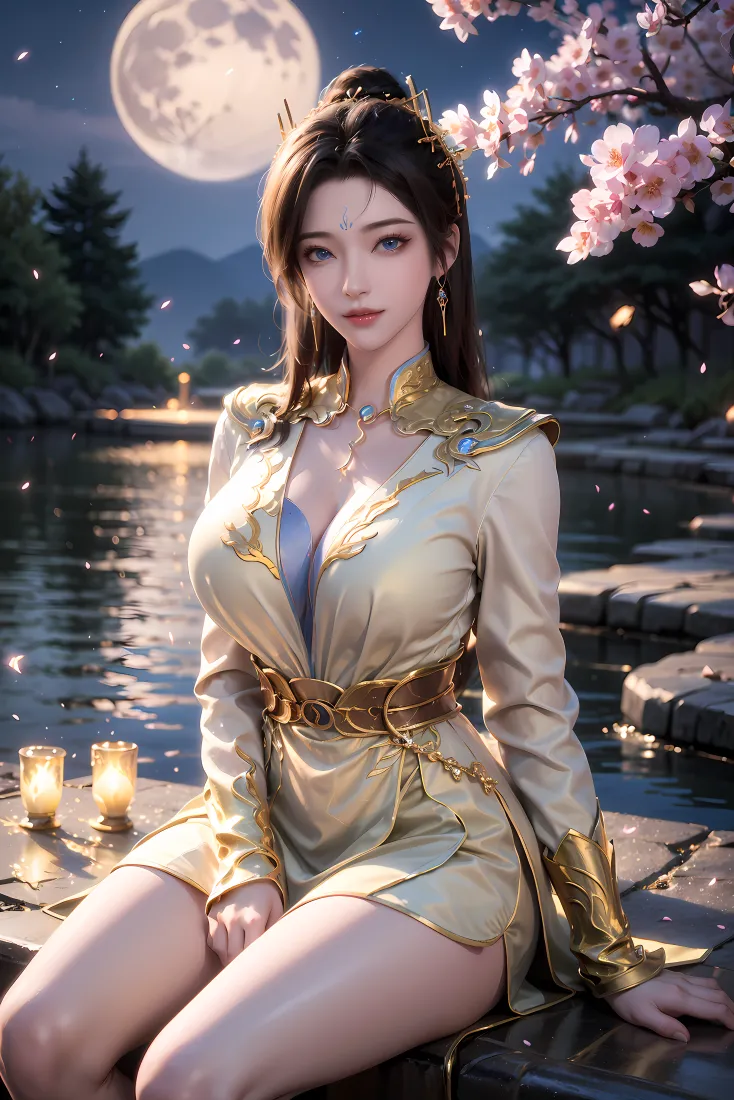 遮天美女手机壁纸｜月夜樱花背景图片 - 国漫「哲风壁纸」