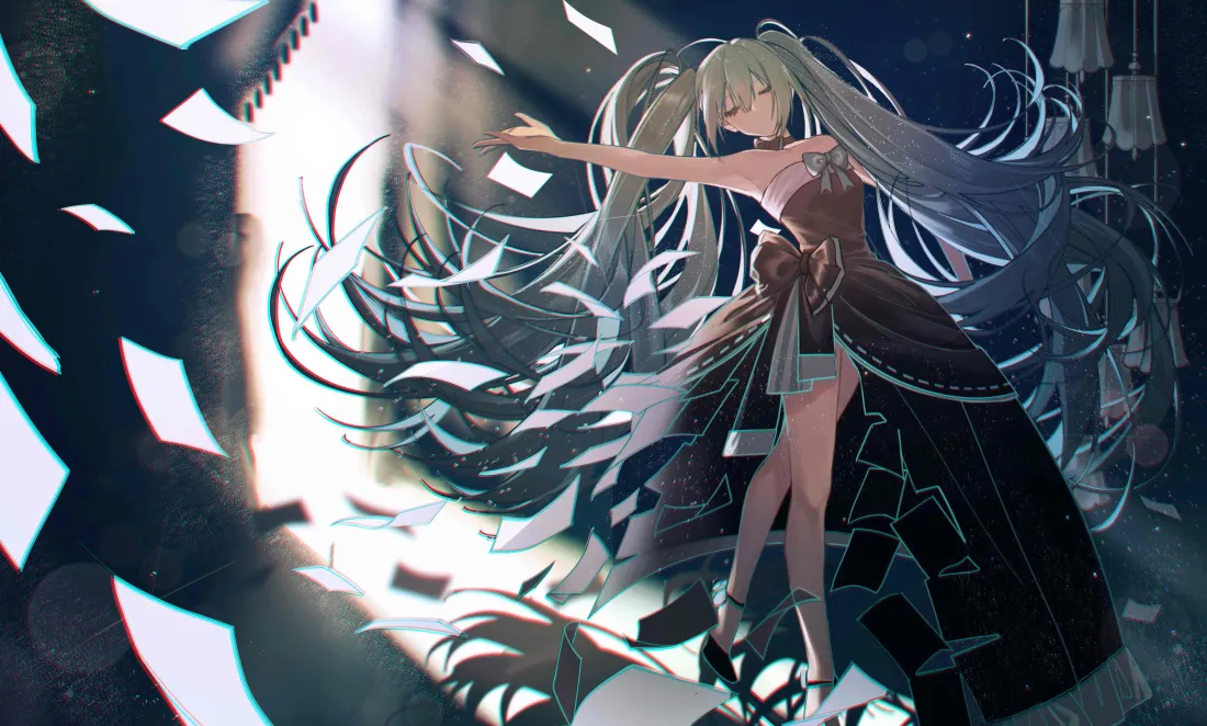 5k破碎时空壁纸｜初音未来伸手背景图片 - 虚拟歌姬「哲风壁纸」