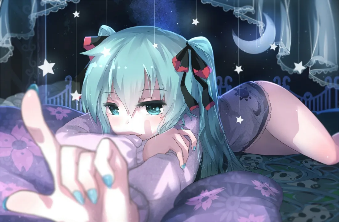 2k初音未来壁纸｜睡衣主题背景图片 - 萌系插画「哲风壁纸」