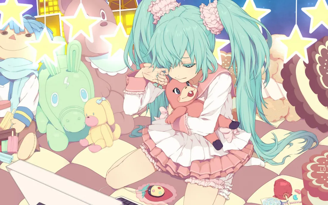 2k初音未来壁纸｜玩偶主题背景图片 - 萌系插画「哲风壁纸」