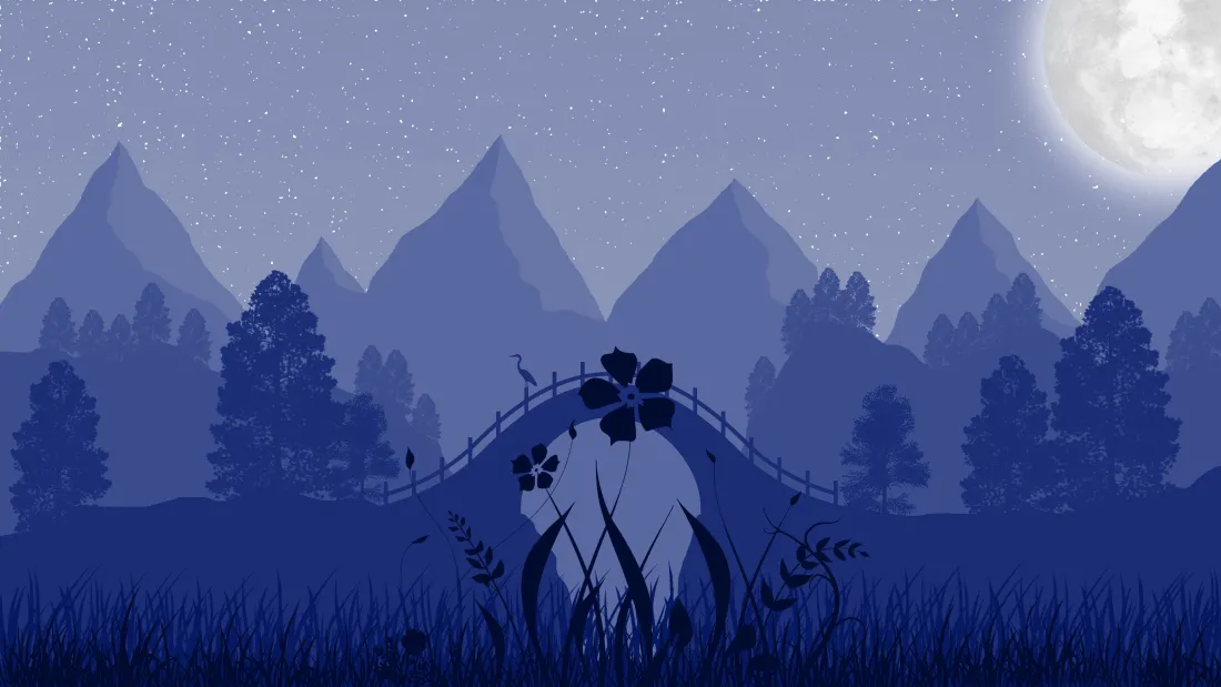 4k月夜山脉壁纸｜艺术感背景图片 - 蓝色夜景「哲风壁纸」