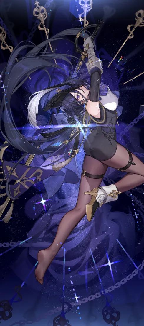 黑丝少女跳跃手机壁纸｜梦幻背景图片 - 星光律动「哲风壁纸」