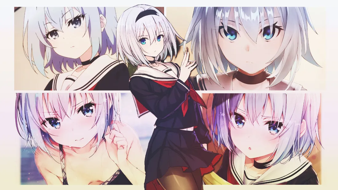 2k(银发少女校服壁纸｜校园风背景图片 - 动漫角色)「哲风壁纸」