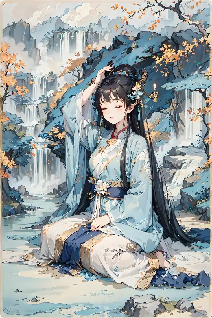 汉服少女手机壁纸｜国风山水背景图片 - 秋韵「哲风壁纸」