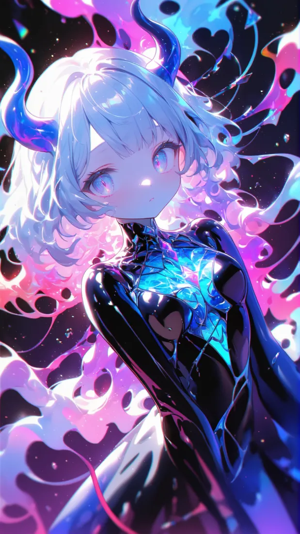 恶魔角手机壁纸｜炫彩色背景图片 - 少女「哲风壁纸」