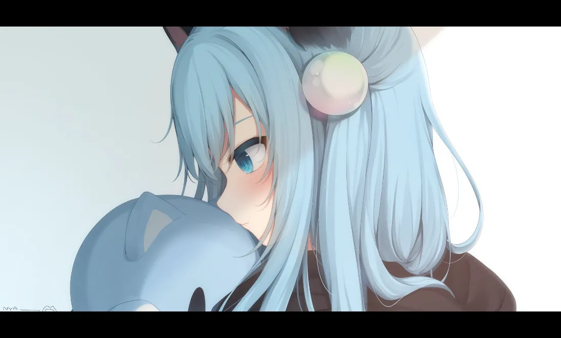 2k蓝发猫耳少女壁纸｜画师OC背景图片 - 二次元「哲风壁纸」