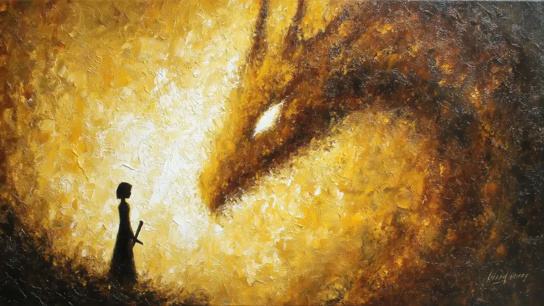 6kAI奇幻壁纸｜神秘巨龙背景图片 - 人与龙「哲风壁纸」