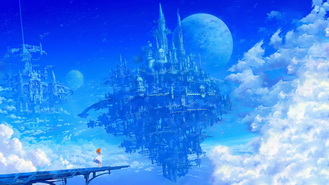 4k浮空城堡壁纸｜蓝色天空背景图片 - 奇幻场景「哲风壁纸」