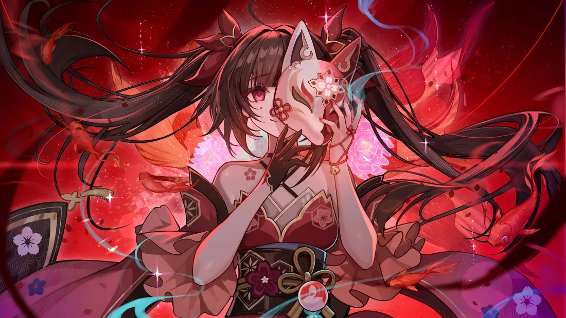 10k面具马尾少女壁纸｜神秘角色背景图片 - 插画「哲风壁纸」
