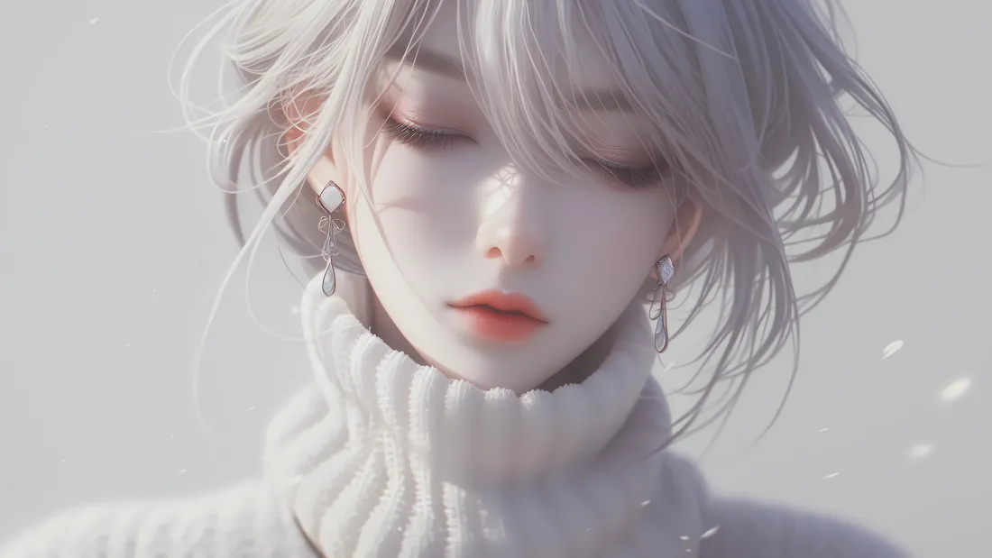 15k银发少女壁纸｜冷艳雪景背景图片 - 酷「哲风壁纸」