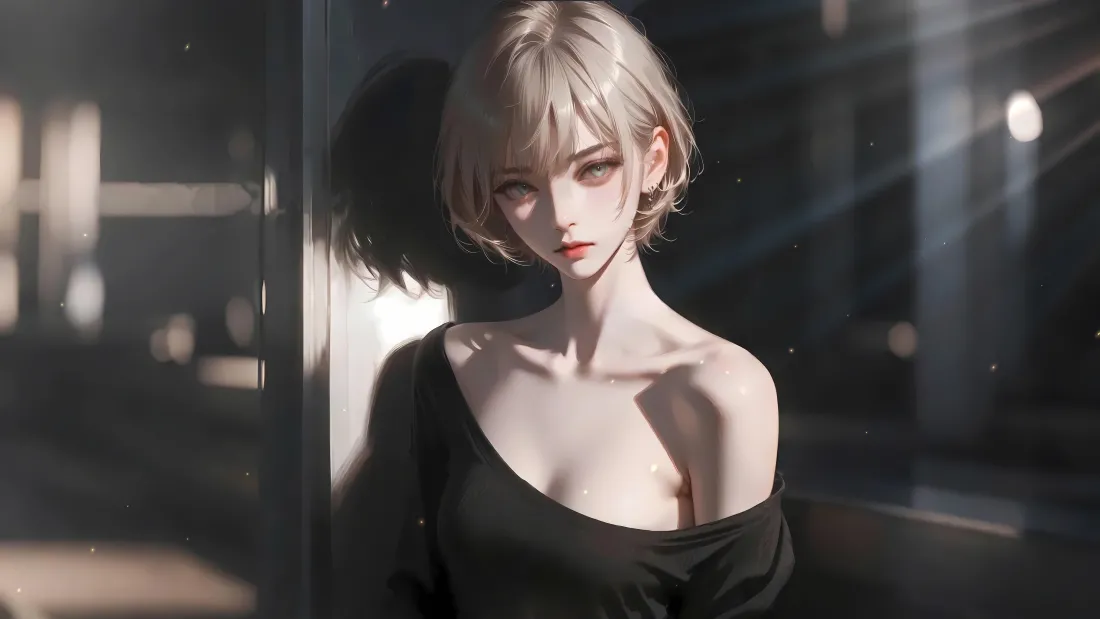 15k金发少女壁纸｜都市夜景背景图片 - 酷「哲风壁纸」