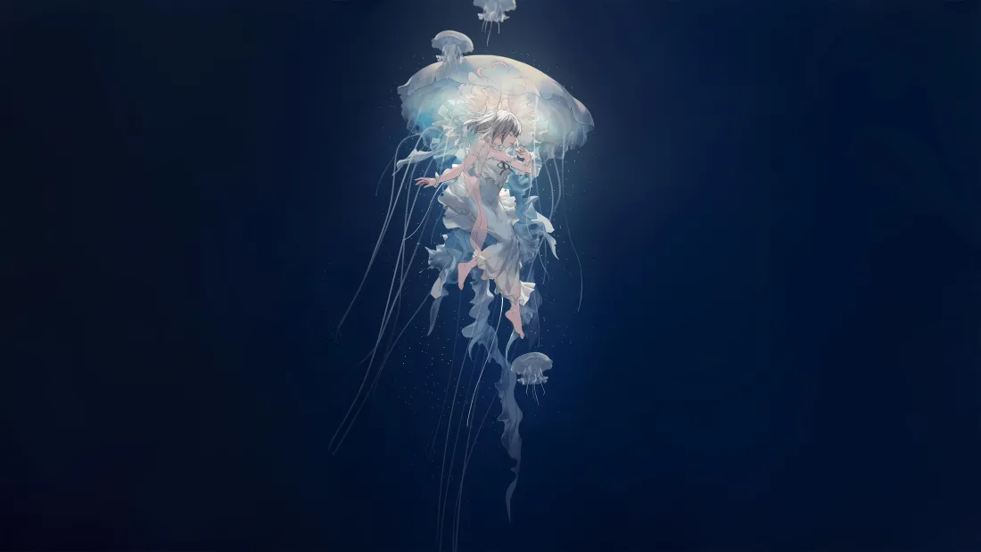 15k水母壁纸｜深蓝海底背景图片 - 梦幻「哲风壁纸」