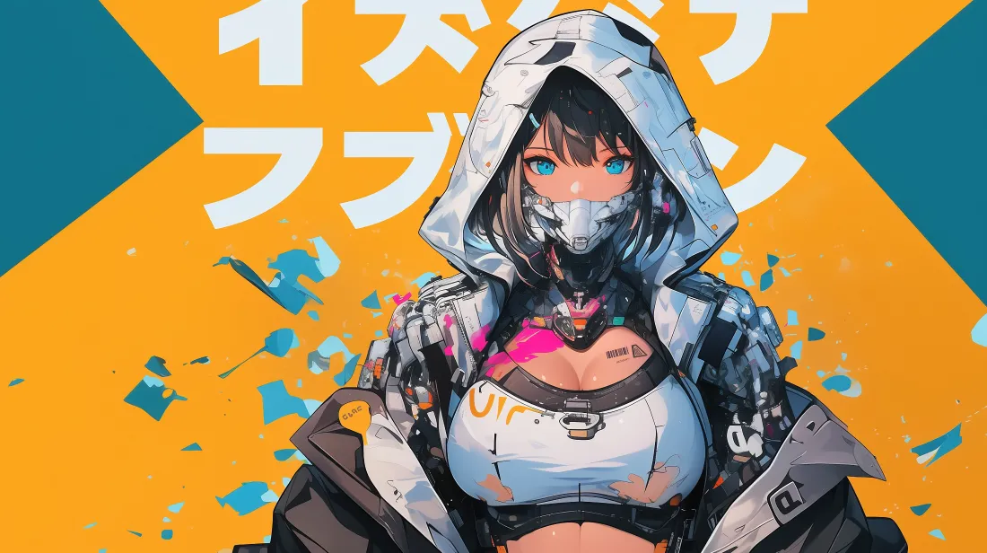 4k赛博少女壁纸｜破碎几何背景图片 - 艺术风「哲风壁纸」