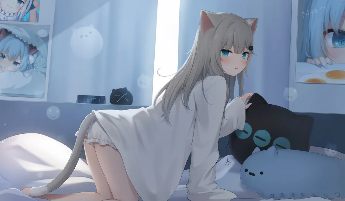 4k猫耳少女壁纸｜卧室背景图片 - 4K二次元「哲风壁纸」