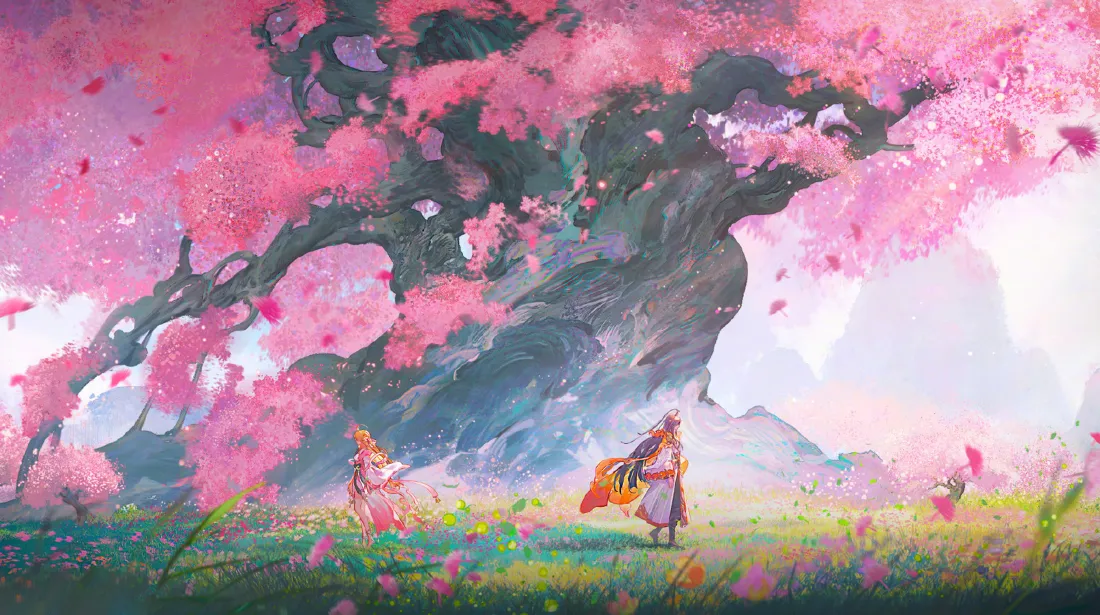 3k狐妖小红娘壁纸｜樱花树下场景 - 角色「哲风壁纸」