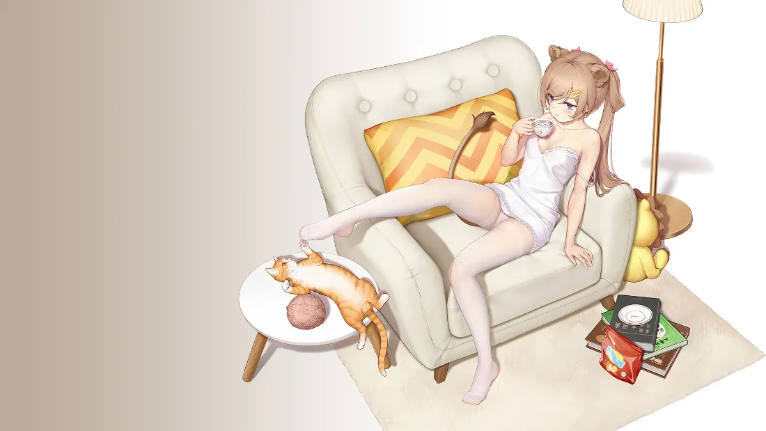 2k少女与橘猫壁纸｜居家场景图片 - 可爱互动「哲风壁纸」