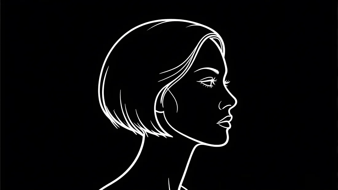 3k短发女性壁纸｜线条插画背景图片 - 黑白轮廓「哲风壁纸」