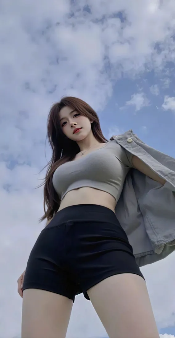 (青春少女手机壁纸｜蓝天白云背景图片 - 4K)「哲风壁纸」