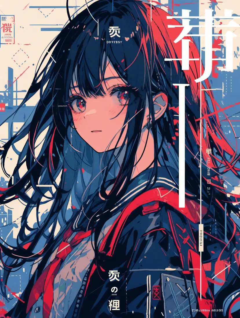 赛博少女手机壁纸｜意义不明文字背景图片 - 幻想「哲风壁纸」