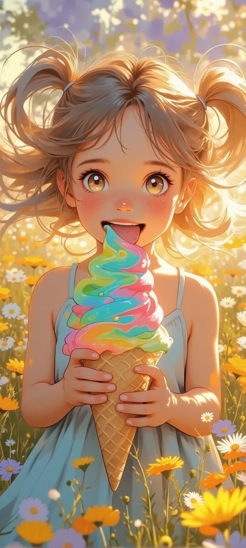 多巴胺少女手机壁纸｜夏日冰淇淋背景图片 - 花海童趣「哲风壁纸」