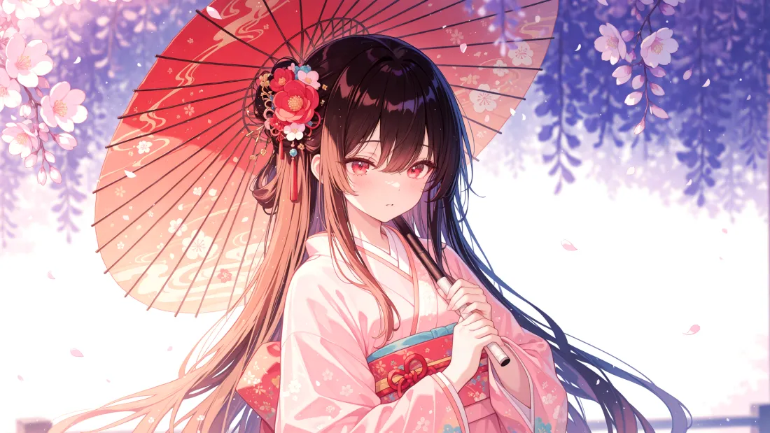 3k和服美女壁纸｜樱花背景图片 - 春日绘卷「哲风壁纸」