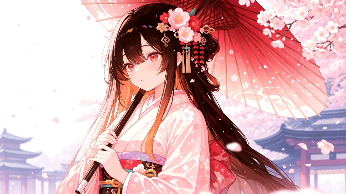 3k和服少女壁纸｜樱花背景图片 - 动漫「哲风壁纸」