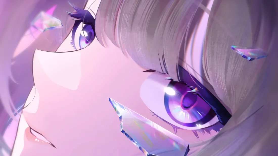 4k紫眸少女壁纸｜梦幻破碎背景图片 - 动漫插画「哲风壁纸」