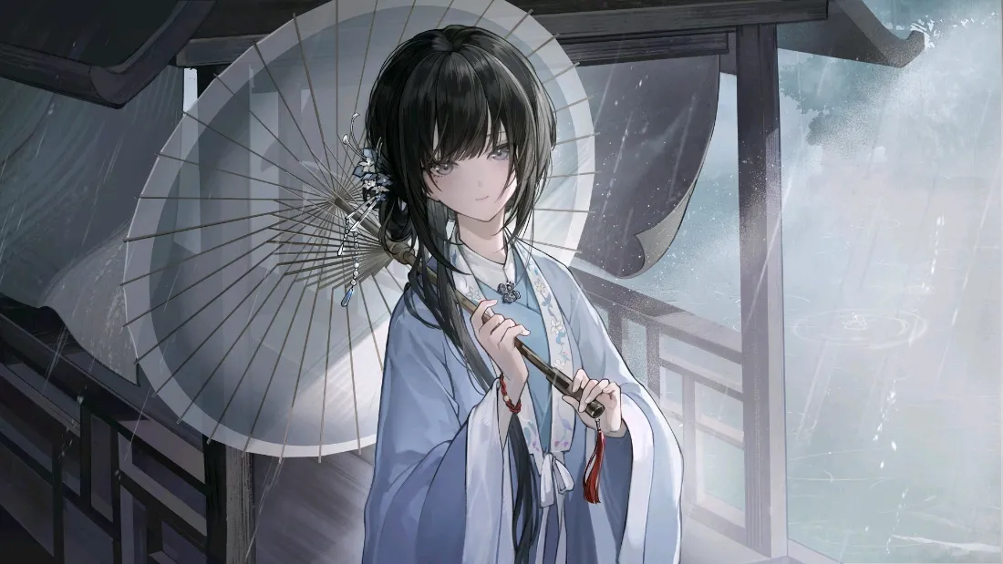 2k满穗古风壁纸｜明末千里行背景图片 - 撑伞女子「哲风壁纸」