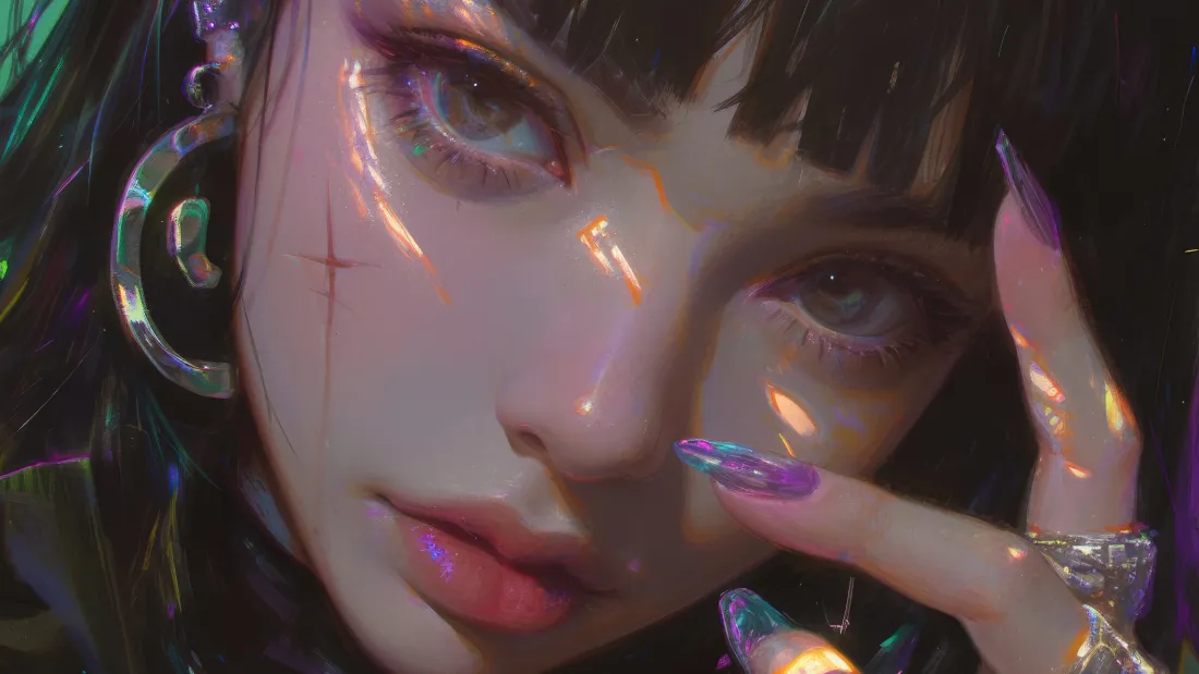 4k赛博少女壁纸｜炫彩光影背景图片 - 个性「哲风壁纸」