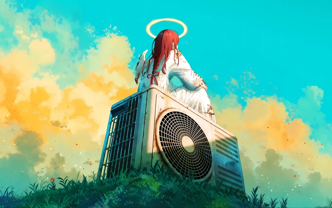 3k天使空调外机壁纸｜奇幻背景图片 - 清新画风「哲风壁纸」