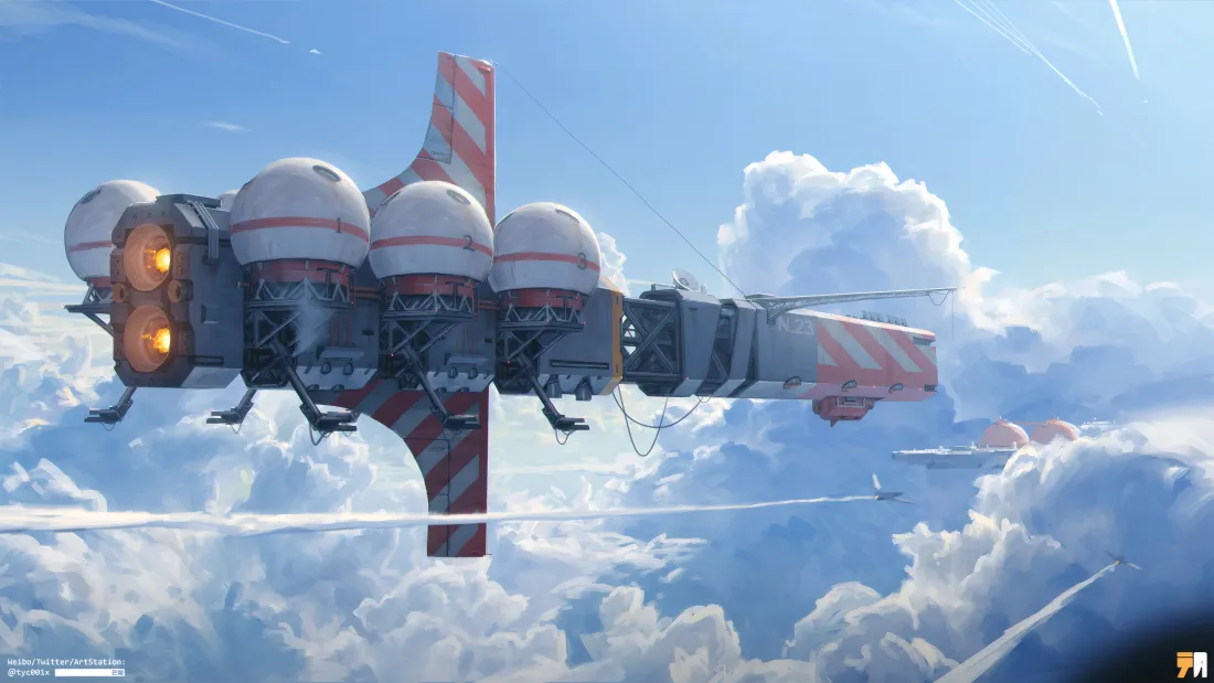4k机甲飞船壁纸｜天空背景图片 - 科幻场景「哲风壁纸」