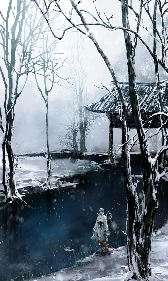 阴阳师雪景手机壁纸｜古风古亭背景图片 - 同人画作「哲风壁纸」